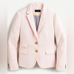 J.Crew Dalton Pink Linen Blend Blazer Gold Crest Buttons Women’s Size 8